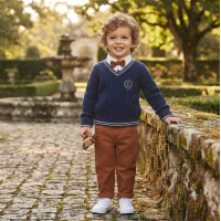 G10993TOD: Boys Knitted Jumper, Shirt With Bow Tie & Pant Outfit (2-4 Years)