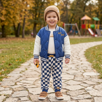G11050TOD: Boys Quilted Varsity Jacket, Top & Jog Pant Outfit (2-4 Years)