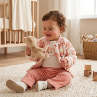 G11054INF: Baby Girls Sherpa Jacket, Bodysuit & Legging Outfit (12-24 Months)