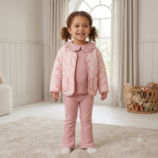 G11169TOD: Girls Quilted Jacket, Top & Legging Outfit (2-4 Years)