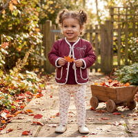 G11189INF:  Baby Girls Quilted Jacket, Bodysuit & Jog Pant Outfit (12-24 Months)