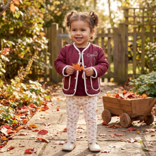 G11189INF:  Baby Girls Quilted Jacket, Bodysuit & Jog Pant Outfit (12-24 Months)