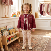 G11189TOD: Girls Quilted Jacket, Top & Legging Outfit (2-4 Years)