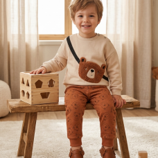 G11246TOD: Kids Sweatshirt With Cross Bag Applique & Jog Pant Outfit (2-4 Years)