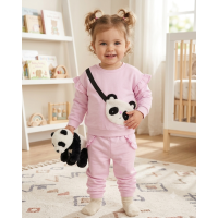 G11248INF: Baby Girls Sweatshirt With Cross Bag Applique & Jog Pant Outfit (12-24 Months)