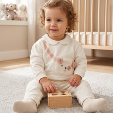 G11269INF: Baby Girls Sweatshirt With Cross Bag Applique & Jog Pant Outfit (12-24 Months)