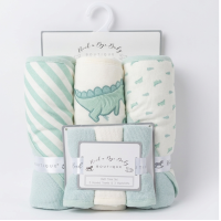 G11376: Baby Dinosaurs 6 Piece Hooded Towels & Washcloths Bath Time Set