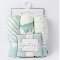 G11376: Baby Dinosaurs 6 Piece Hooded Towels & Washcloths Bath Time Set