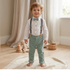 G11531TOD: Boys Shirt With Corduroy Bow Tie & Pant With Braces Outfit (2-4 Years)