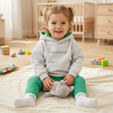 G11605INF: Baby Girls Hoodie, Rib Legging & Socks Outfit (12-24 Months)