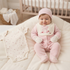 G11726: Baby Girls Bear Ribbed Velour 5 Piece Gift Set (NB-6 Months)