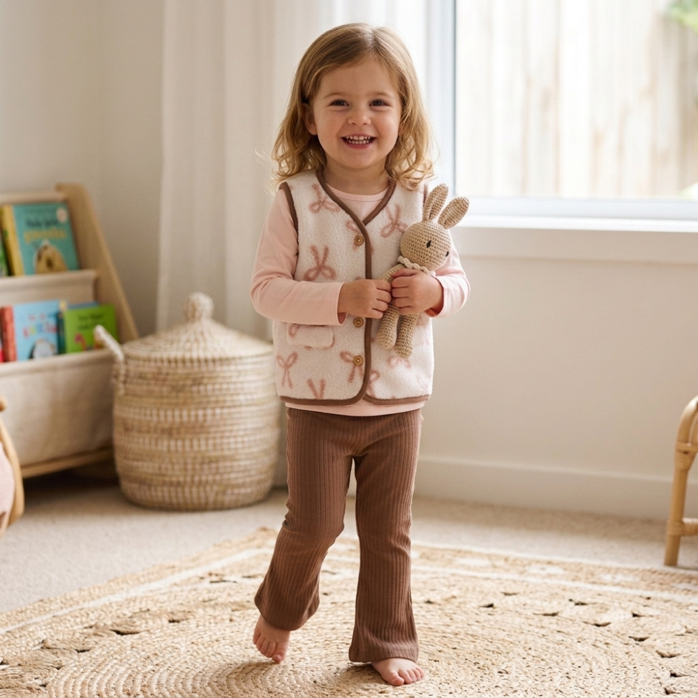 G11739TOD: Girls Borg Printed Gilet, Top & Jog Pant Outfit (2-4 Years) G11739TOD: Girls Borg Printed Gilet, Top & Jog Pant Outfit (2-4 Years)