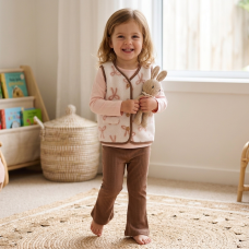 G11739TOD: Girls Borg Printed Gilet, Top & Jog Pant Outfit (2-4 Years)