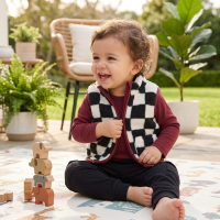 G11742INF:  Baby Boys Borg Printed Gilet, Bodysuit & Jog Pant Outfit (12-24 Months)