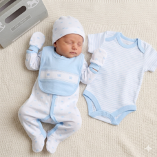 G11999NB: Baby Boys Crown 6 Piece Mesh Bag Gift Set (NB-6 Months)