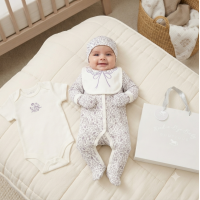 G12007NB: Baby Girls Floral 6 Piece Mesh Bag Gift Set (NB-6 Months)