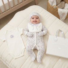 G12007NB: Baby Girls Floral 6 Piece Mesh Bag Gift Set (NB-6 Months)
