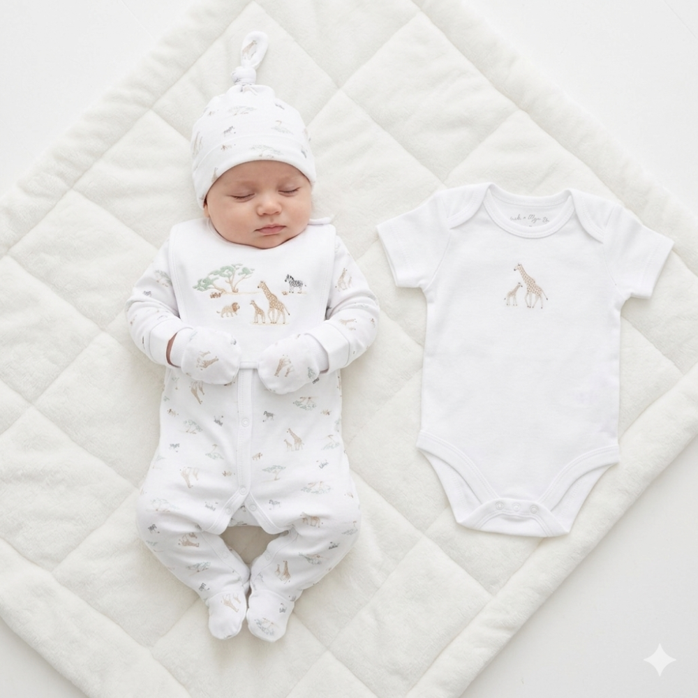 G12413NB: Baby Unisex Safari 6 Piece Mesh Bag Gift Set (NB-6 Months) G12413NB: Baby Unisex Safari 6 Piece Mesh Bag Gift Set (NB-6 Months)