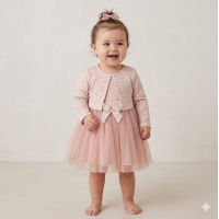 G12942INF: Baby Girls Mock Bolero Mesh Skirt Dress (6 Months - 3 Years)
