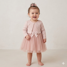 G12942INF: Baby Girls Mock Bolero Mesh Skirt Dress (6 Months - 3 Years)