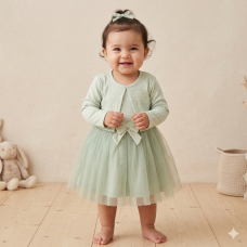 G12943INF: Baby Girls Mock Bolero Mesh Skirt Dress (6 Months - 3 Years)