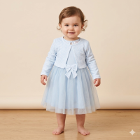 G12944INF: Baby Girls Mock Bolero Mesh Skirt Dress (6 Months - 3 Years)