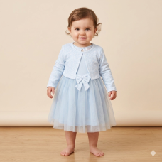G12944INF: Baby Girls Mock Bolero Mesh Skirt Dress (6 Months - 3 Years)