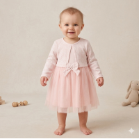 G12946INF: Baby Girls Mock Bolero Mesh Skirt Dress (6 Months - 3 Years)