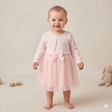 G12946INF: Baby Girls Mock Bolero Mesh Skirt Dress (6 Months - 3 Years)