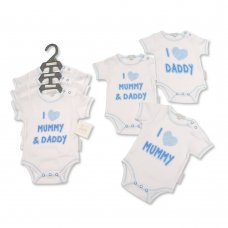 GP-25-0980: Baby Boys I Love Mummy & Daddy 3 Pack Bodysuits (NB-6 Months)