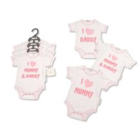 GP-25-0981: Baby Girls I Love Mummy & Daddy 3 Pack Bodysuits (NB-6 Months)