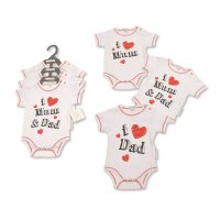 GP-25-0982: Baby I Love Mum & Dad 3 Pack Bodysuits (NB-6 Months)