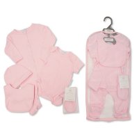 GP-25-1047: Baby Plain Pink 5 Piece Net Bag Gift Set