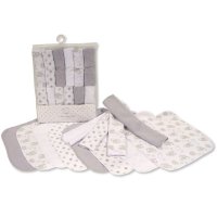 GP-25-1057G: Baby Wash Cloths 12-Pack - Grey