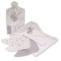 GP-25-1058G: Baby Hooded Towel & 4 Wash Cloths Set - Grey