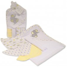 GP-25-1058L: Baby Hooded Towel & 4 Wash Cloths Set - Lemon