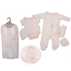 GP-25-1138: Baby Girls 5 Piece Gift Set - Pretty Princess (NB-6 Months)