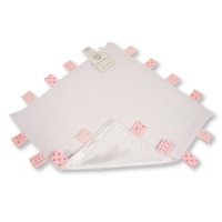 GP-25-1173WG: Knitted Baby Comforter with Tags and Satin Reverse- White/ Girls