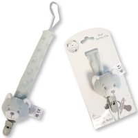 GP-25-1225G: Baby Teddy Dummy Clip- Grey (0+ Months)