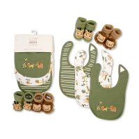 GP-25-1299: Baby Boys Bib and Socks Set - Safari (Three Bibs, Two Pairs of Socks)