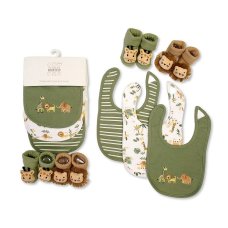 GP-25-1299: Baby Boys Bib and Socks Set - Safari (Three Bibs, Two Pairs of Socks)