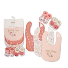 GP-25-1300: Baby Girls Bib and Socks Set - Little Angel (Three Bibs, Two Pairs of Socks)