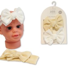 GP-25-1397: Baby Girls 2 Headbands with Bow Set - Taupe
