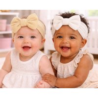 GP-25-1397: Baby Girls 2 Headbands with Bow Set - Taupe