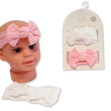 GP-25-1400: Baby Girls 2 Headbands with Bow Set - Pink