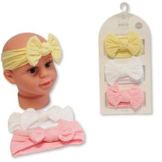 GP-25-1403: Baby Girls 3 Headbands with Bow Set - 3 Colours