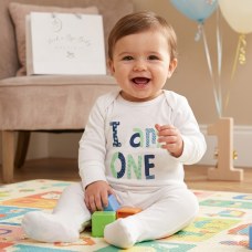 GX502: Baby "I AM ONE" Sleepsuit  (0-12 Months)