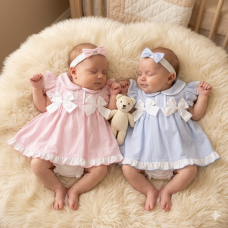 H12800NB: Baby Girls Dress, Pant & Headband Set (0-9 Months)