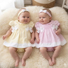 H12802NB: Baby Girls Dress, Pant & Headband Set (0-9 Months)
