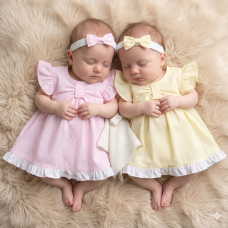 H12803NB: Baby Girls Dress, Pant & Headband Set (0-9 Months)